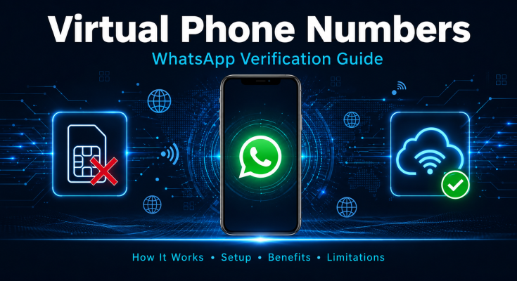 Virtual phone number used for WhatsApp verification showing SIM card vs cloud number comparison